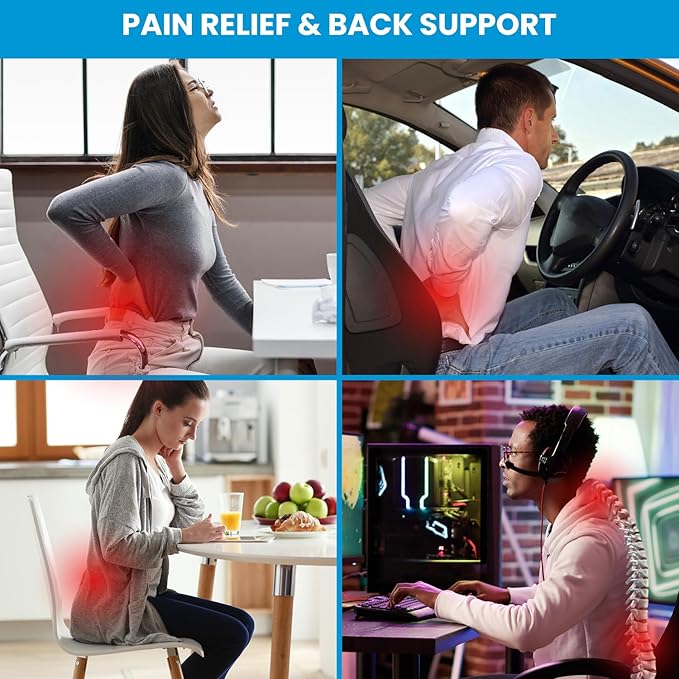 Lumbar Support Pillow for Office Chair,Mothers Day Gifts for Mom, Back Support Pillow for Car, Office Supplies, Chair Cushions, Back Pain Relief Improve Posture, Mesh Cover Double Adjustable Straps - Image 2