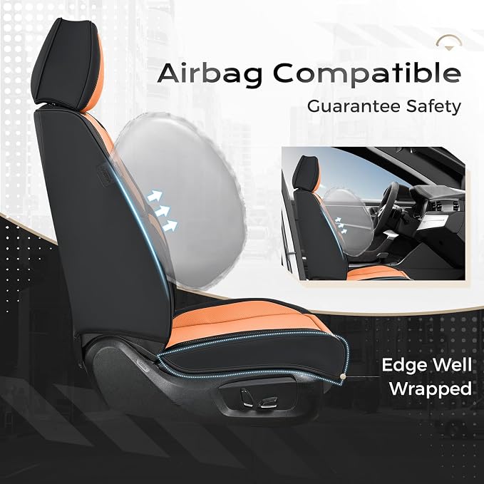 Coverado Car Seat Covers, Seat Covers for Cars, Waterproof Leather Auto Seat Protectors, Leather Car Seat Cushion, Car Interiors Accessories Universal Fit for Most Cars - Image 3
