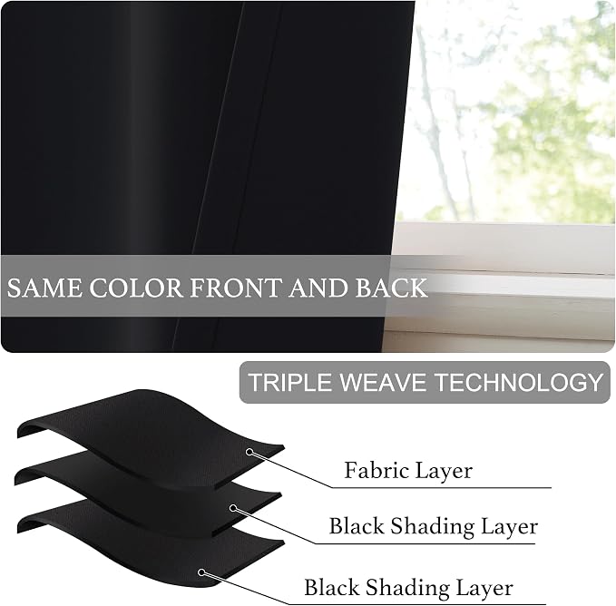 NICETOWN Black Portable Blackout Curtains for Door Window, 42" x 48" | Room Darkening Window Blinds Privacy Thermal Insulated Short Magnetic Curtains for Closet Doorway Basement, 1 Panel - Image 3