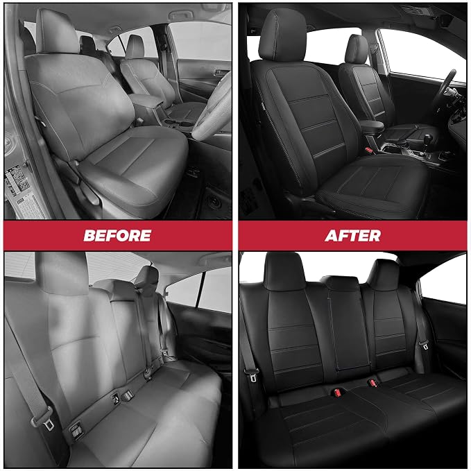 FREESOO Custom Leather Seat Covers for Toyota Corolla Hybrid LE 2023-2026 | Sedan, Full Set, Waterproof, Airbag Compatible, Scratch-resistant, Anti-slip, Protector Cushion, Durable Material, Easy-clean - Image 5