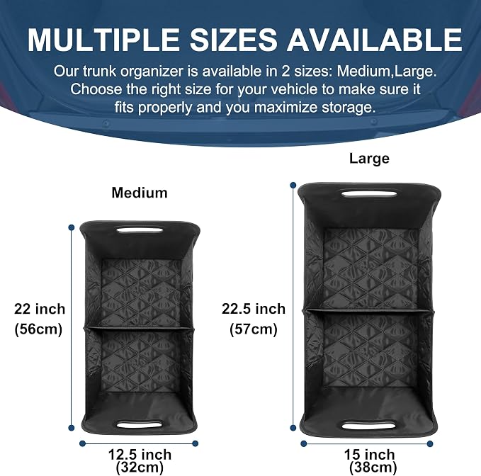 Deosk Car Trunk Organizer for SUV, Car Organizers and Storage with Reinforced Handles, Car Accessories for Women/Men 50LWaterproof Polyester Trunk Organizer, Black - Image 8