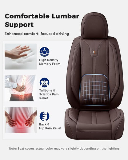 Huidasource Coffee Seat Covers Luxury Nappa Leather, Car Seat Cover with Velcro Adjustable, Airbag, Lumbar Support, Cooling and Heating, SUV Seat Covers Universal Fit for Most Cars SUV Trucks, Coffee - Image 5