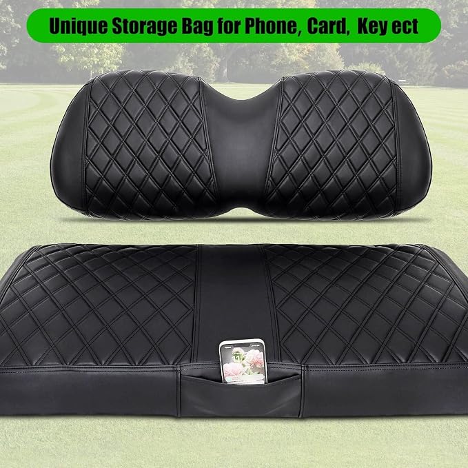 Golf Cart Seat Covers for Club Car Precedent Marine Leather Diamond | Protect & Refresh Worn Seats, Precise Fit, Staple-Free Install, Comfort, Anti-Scratch, Anti-Fading, Easy Clean Black - Image 6
