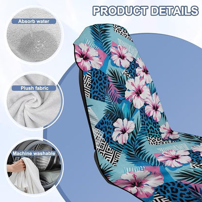 Hawaiian Hibiscus Car Seat Cover Towel with Storage Bag Hibiscus Flowers Auto Interior Seat Protector for Front Seat Only Driver Seat Cushion Towel Cover for Yoga Swimming Hiking After Gym - Image 6