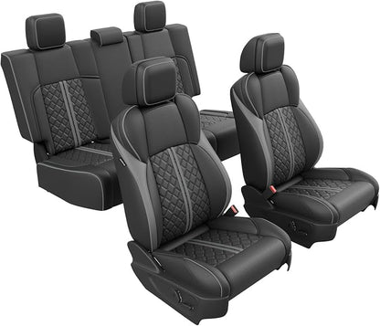 RIDEPOSH Custom Leather Seat Covers for Toyota Tacoma Double Cab 2024-2026 | full set, BKgray, OEM fit, premium waterproof leather, anti-slip, extra pockets, long-term durability, airbag compatible - Image 7