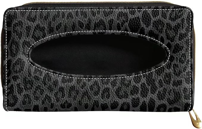 Biyejit Black Leopard Print 2 Packs Car Tissue Holder, Premium Sun Visor Napkin Case, Hanging Car Accessories Used to Organize Paper Towels and Storage Small Items by Biyejit