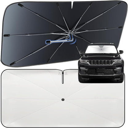 Windshield Sun Shade Umbrella for Jeep Grand Cherokee 2011-2026 | Heat-Reflective Front Window Shade, Umbrella Sunshade Cover Blocks Heat, Protects Interior, Vehicle-Specific Precision Fit by Fshaanys