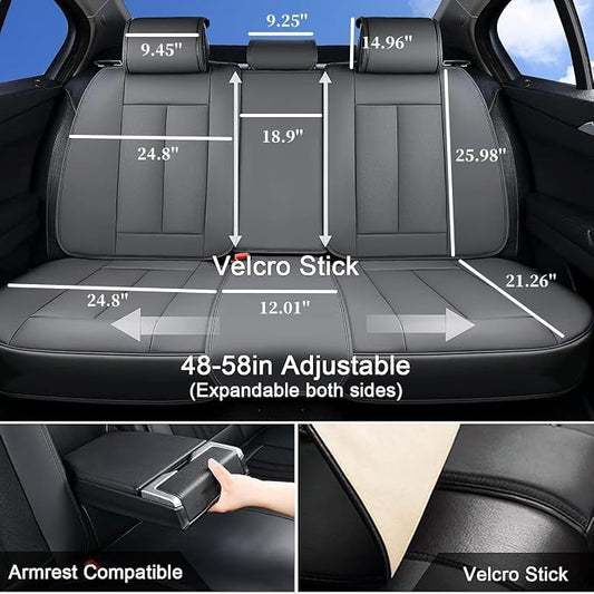Coverado Car Seat Covers, Seat Covers for Cars, Waterproof Leather Auto Seat Protectors, Leather Car Seat Cushion, Car Interiors Accessories Universal Fit for Most Cars - Image 2