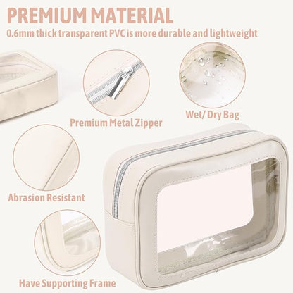 YOPCDJ 3PCS Clear Toiletry Bag,TSA Approved Travel Makeup Pouch with Zipper for Cosmetics and Toiletries，Diaper Bag Organizer Pouch Set,Women's Purse Organizer and Clear Car Bag - Image 3