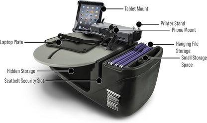 AutoExec AE-RMCD-PM-TAB-PS-GT Roadmaster Car Desk for Your Vehicle Workstation and Mobile Office, with Phone Mount, Tablet Mount and Printer Stand | Vehicle Workstation, Mobile Office, Phone Mount, Tablet Mount, Printer Stand - Image 3