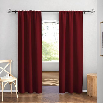 RYB HOME Blackout Curtains for Bedroom Living Dining Room 84 inches Long | Privacy Protection,Thermal Insulated,Sunlignt Heat Blocking,Drapes for Nursery Rental Room,W42 x L84,Burgundy Red,2 Panels - Image 2
