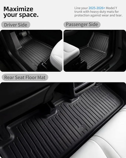 6 Pcs for Tesla Model Y Juniper Accessories 2025 2026 (Not Fit Standard) All Weather TPE Anti-Slip Floor Mats & Cargo Liner Front Frunk Rear Trunk Mats, 5-Seater - Image 3