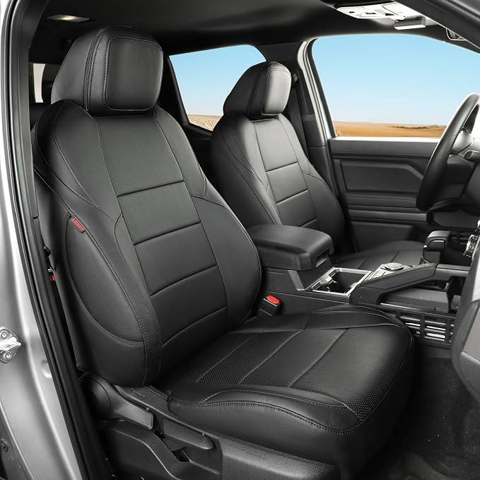 Tacoma Hybrid Seat Covers Full Set for 2024-2026 Toyota Tacoma TRD Sport,TRD Off-Road,Limited,Trailhunter Pickup,Fully Covered,Waterproof Leather Car Seat Protector (Black) by Coverdream