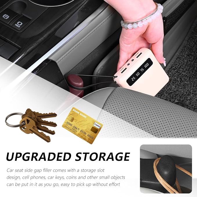 3 in 1 Car Seat Gap Filler Organizer,2PCS Multifunctional Car Seat Gap Plug with Storage Slot & Hook Function,Anti-Drop Cars Gaps Seats Filler Cars Clutter Catcher for SUVs Truck (Red) - Image 6