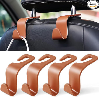 LivTee Car Seat Headrest Hook, Auto Seat Hook Hangers Organizer Interior Accessories for Purse Coats Umbrellas Grocery Bags Handbag, 4-Pack - Blown by LivTee