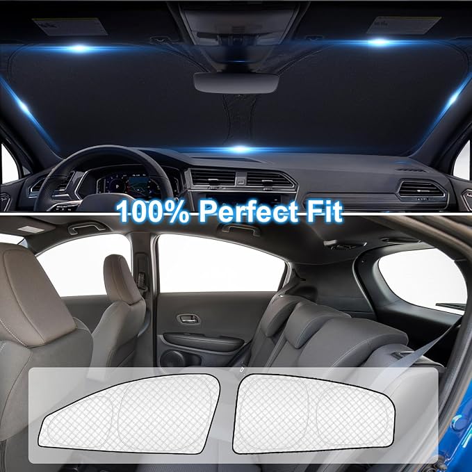 KMF 6pcs Thicken Sun Shades for Honda HR-V 2016-2022 Accessories (LX, EX, EX-L, Sport, Touring), HRV Sunshade Full Car Window Covers for Windshield Side Rear, UV Block and Blackout for Camping Outdoor - Image 6