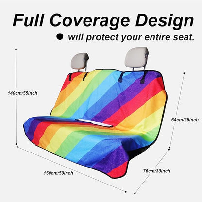 Sweat Towel Car Seat Cover Protector Front Seats for Gym Workout, Running, Swimming, Beach and Hiking, Waterproof Universal Seat Cover for Car, Trucks, Van & SUV (1, Rainbow, Rear Seat) - Image 2