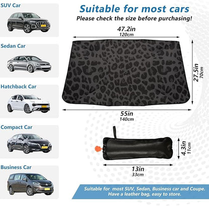Black Leopard Windshield Sun Shade Umbrella African Animal Skin Print Foldable Car Front Window Sunshade Blocks UV Rays Heat Keep Vehicle Cool (55" x 27.5") - Image 4