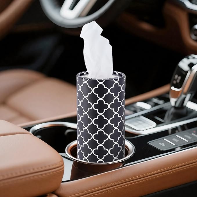Car Tissues with Facial Tissue, 4 Pack Geometric Tissue Cylinder for Car Cup Holder, 2 Ply 50 Count Travel Tissues Tube for Console, Minimal Pattern Car Accessories - Image 7