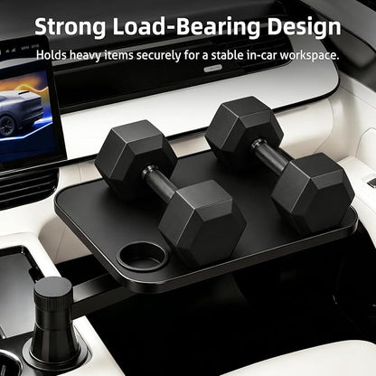 360° Rotating Car Desk Tray for Laptop & Food, Fits Tesla Model Y/3/S | 360° Rotating Car Desk, Premium Leather, Cup Slot, Adjustable for Laptop & Food, Fits Tesla Model Y/3/S & Most Cars - Image 3