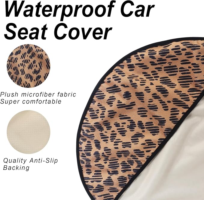 Sweat Towel Car Seat Cover Protector Front Seats for Gym Workout, Running, Swimming, Beach and Hiking, Waterproof Universal Seat Cover for Car, Trucks, Van & SUV (1, Leopard Head, Front) - Image 4