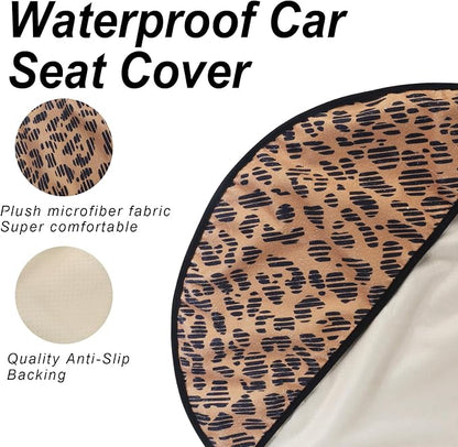 Sweat Towel Car Seat Cover Protector Front Seats for Gym Workout, Running, Swimming, Beach and Hiking, Waterproof Universal Seat Cover for Car, Trucks, Van & SUV (1, Leopard Head, Front) - Image 4