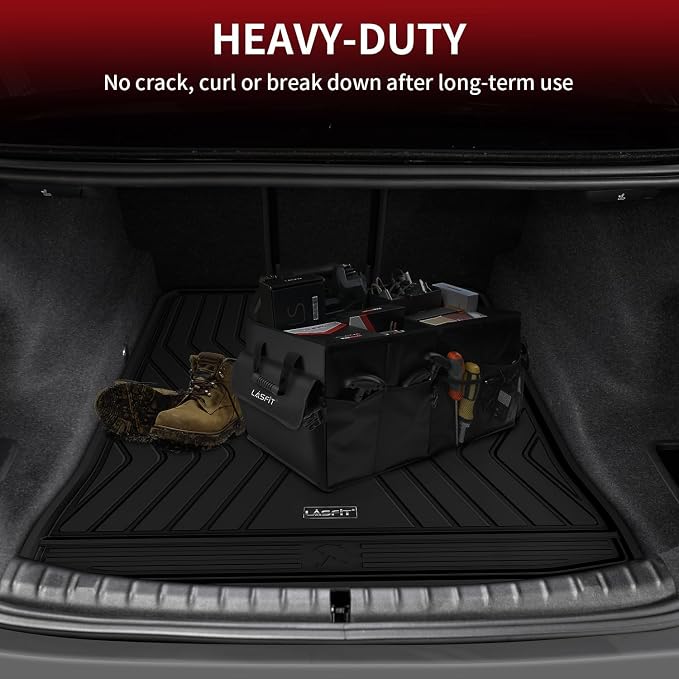 LASFIT Cargo Mat for BMW 5 Series G30 Gas 2017-2023 | For 530i 540i M550i 540d xDrive with Spare Tire, Not Fit 530e or GT, All Weather TPE Custom Fit Cargo Trunk Liner, Black - Image 5