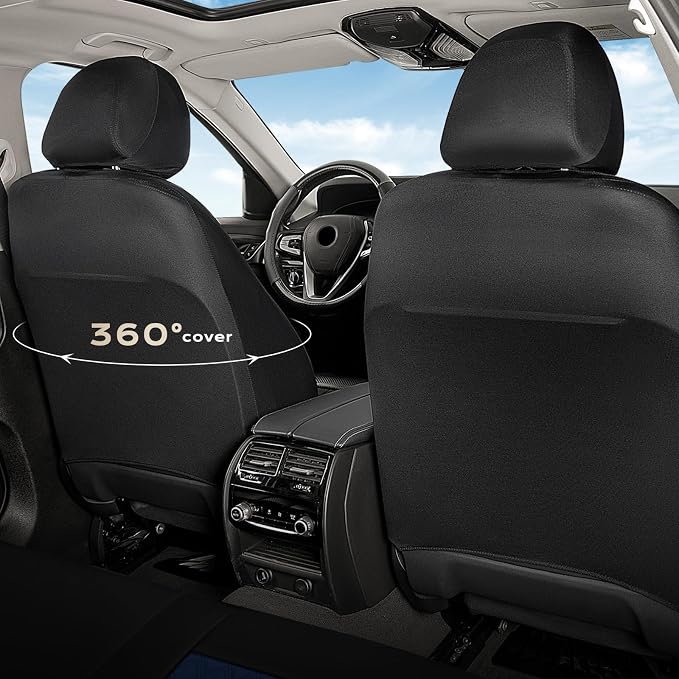 Coverado Automotive Seat Covers, Front Leather Car Protectors 2-Pack, Spill-Proof Seamless Car Seat Cushion, Black&Blue Car Seat Cover, Driver Seat Covers Universal Fit for SUV, Truck, Sedan - Image 4