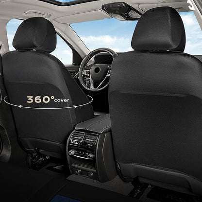 Coverado Automotive Seat Covers, Front Leather Car Protectors 2-Pack, Spill-Proof Seamless Car Seat Cushion, Black&Blue Car Seat Cover, Driver Seat Covers Universal Fit for SUV, Truck, Sedan - Image 4