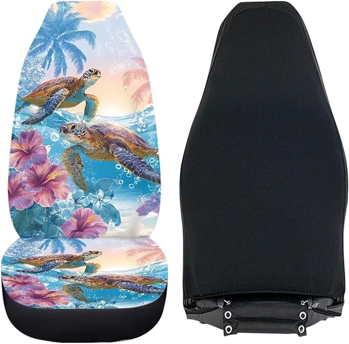 Sea Turtle Car Front Seat Covers 2 Pcs Anti-Slip Hawaiian Car Seat Cover Protector Front Seats Comfortable Protection Interior Accessories Suitable for Most Cars,SUV,Sedan - Image 5