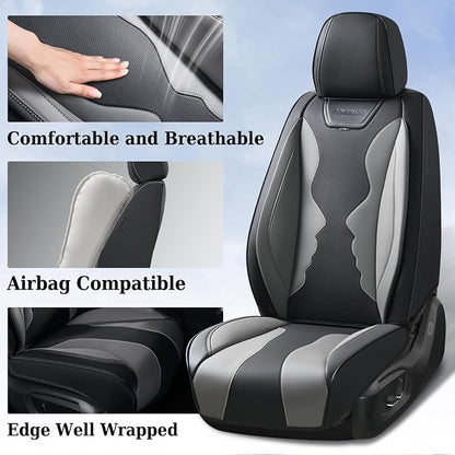 Coverado Car Seat Covers, Front Covers for Cars, Car Seat Cover Front Seats, Automotive Seat Cover, Waterproof, Leather Car Seat Cushion, Universal Interior Covers Seat Protectors for Most Cars - Image 2