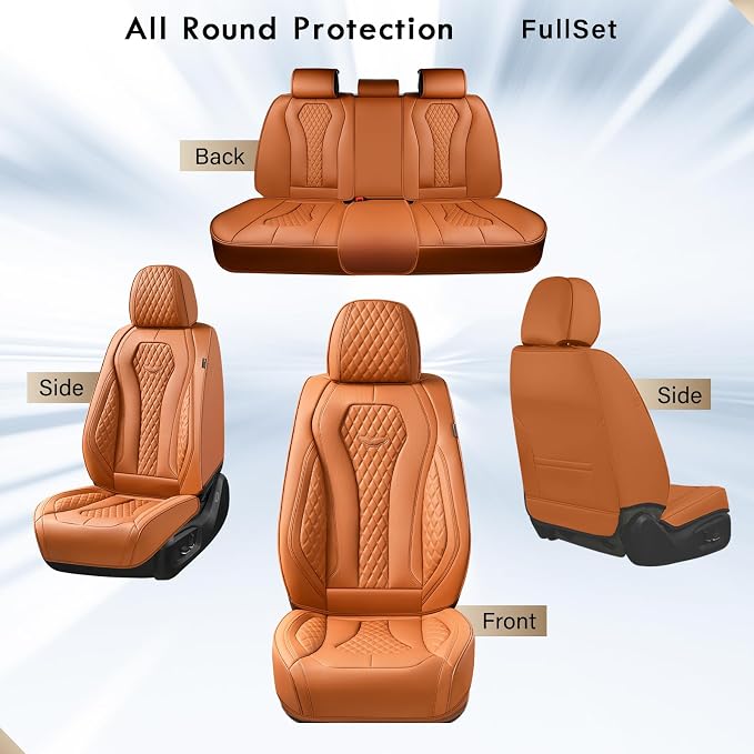 Coverado Car Seat Covers Full Set, Brown Seat Covers, Automotive Car Seat Cover, Car Seat Covers Front Seats Back Seat Covers, Car Seat Protector Universal Fit Most Cars - Image 7