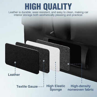 Nilight Car Seat Back Organizer 2PCS Black PU Leather Universal | Cup Holder Tissue Box Removable Bucket Waterproof Multifunctional Storage Bag for Cars Vans SUVs MPVs Pickup Trucks - Image 3