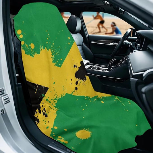 SEANATIVE Jamaican Flag Print Car Seat Towel Covers - Breathable Sweat Absorbing Automotive Seat Protectors for Gym, Camping & Pet Transport (Fits SUV/Truck) - Image 2