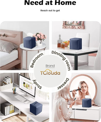 Tissue Box Cover for PU Leather, Modern Simple Solid Color Holder Square Tissue Bag, Ideal for Bathrooms,Office,Car,Outdoor Tent,Dining Table,5"X5"X5", Single Navy Blue - Image 4