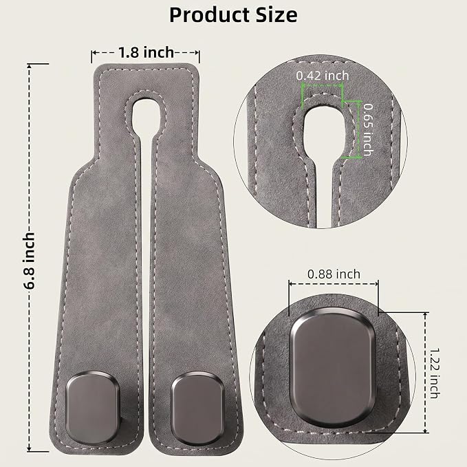 GoldenLife Headrest Hooks for Car, 2 Pack Premium Car Bag Hooks | Secure Heavy-Duty, Elegant & Universal Fit Car Hooks for Purses Handbags Grocery & Backpacks (Grey) - Image 6