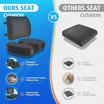 CushZone X-Large Seat Cushion and Lumbar Support Pillow for Office, Grey | Thick Memory Foam for Sciatica Pain Relief & Posture Correction, Non-Slip Chair Cushions for Car, Wheelchair and Travel - Image 8