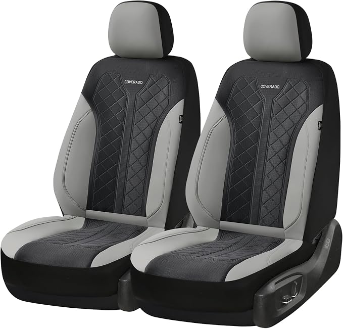 Coverado Front Seat Covers, Automotive Seat Covers 2 Seats, Leather Car Protectors 2-Pack, Auto Seat Covers Spill-Proof Design Universal Fit for SUV, Vans, Sedan, Truck - Image 6