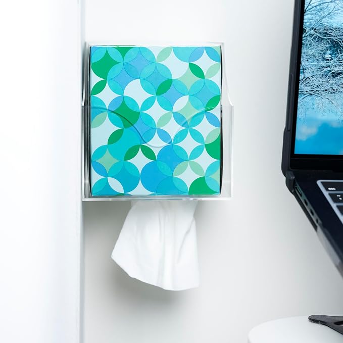 IneVibe Square Tissue Box Holder for Small Spaces Wall Mounted | Place Under Cabinet or Side of Desk, in RV, Bathroom - Acrylic Facial Box Dispenser, Face Down or Sideways in Tight Areas by IneVibeforEveryday