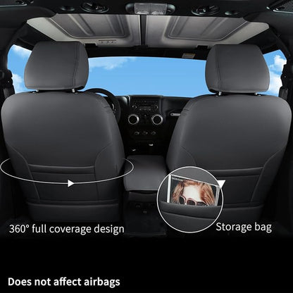 GIANT PANDA Wrangler JK Seat Covers Custom Fit for Jeep Wrangler,Premium Waterproof Faux Leather,2013 2014 2015 2016 2017 JK 2/4 Door Front (Black) - Image 7