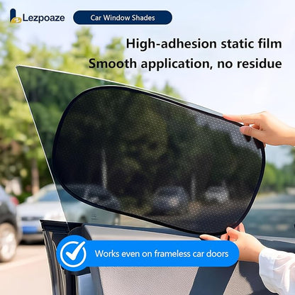 Car Window Shades (2 Pack) - Upgraded Mesh Sun Shade, Strong Static Cling - Heat Blocking, Anti-Glare & UV Protection - Foldable Memory Frame, Won't Block View - Universal Fit 99% Cars - Image 3