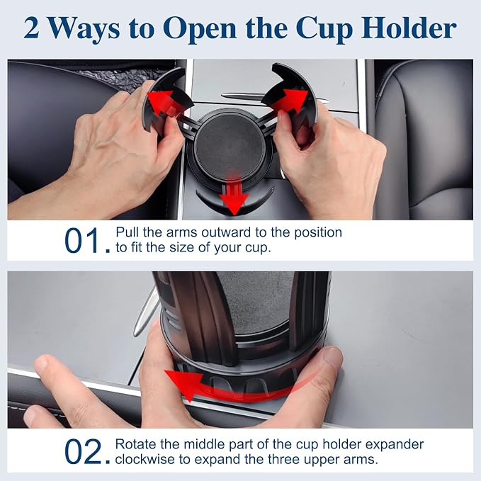Car Cup Holder Expander, Cup Holder Extender Adapter with Expandable Arm and Adjustable Base, Compatible with Yeti Ramblers, Hydro Flasks, Stanley, Owala Most Coffee Mugs Bottles & Cups (CUP-B-2pack) - Image 8