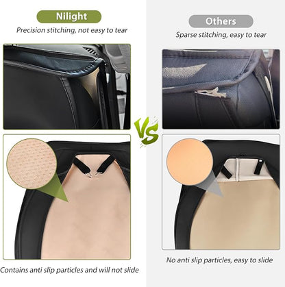 Nilight Car Seat Covers Front Seats Universal Fit for Civic Corolla Accord | 2PCS Black Waterproof Breathable Faux Leather Cushions Anti-Slip Cover Compatible With Camry Hyundai Honda Kia CR-V RAV4 - Image 5