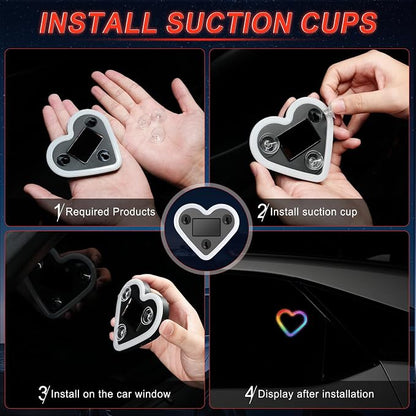 iFunyLED Heart-Shaped Solar Powered Car LED Interior Ambient Light, Wireless Lamp with 8 Lighting Modes, Dual Charging & Dual Sensor Design, Cute Car Accessories Gift for Women, Pack of 1 (Multicolor) - Image 4