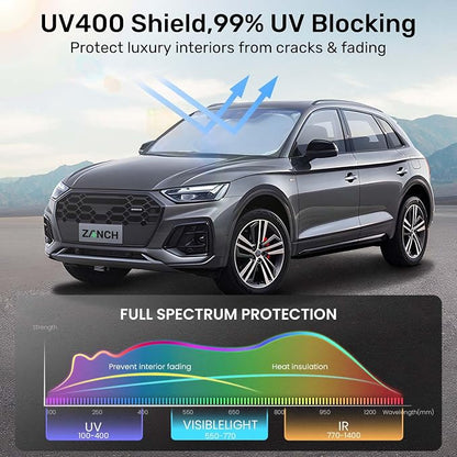 2026 Upgraded Zanch Windshield Sun Shade for Truck, SUV, Sedan, 64''x32'' | UV Protection & Heat Reduction, Light-Blocking, Heavy-Duty, Easy to Store&Setup, Keep Interiors Cool, Sun Shield for Parking - Image 3