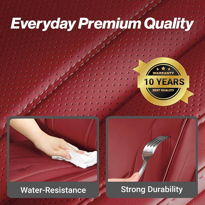 Coverland Custom SUV Car Seat Covers for 2013-2020 Subaru XV | Premium Waterproof Faux Leather Non-Slip Memory Foam Airbag Compatible Custom Fit Interior Protector [Front Seat-Wine Red] - Image 7
