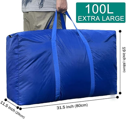 100L Extra Large Storage Bags, Big Moving Bags with Strong Zippers & Carrying Handles, Packing Bags for Moving, Storage, Travel and Camping, Storage Totes For Space Saving (Blue, 4 Pack) - Image 2