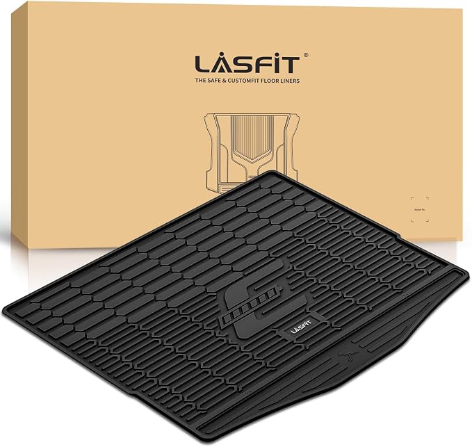 LASFIT Cargo Mat for Ford Mustang Mach-E 2021 2022 2023 2024 2025 2026 | Custom Fit Trunk Base Upper Position Liner All Weather Protector TPE One-Piece Design Easy Installation & Clean, 1pc Black by LASFIT