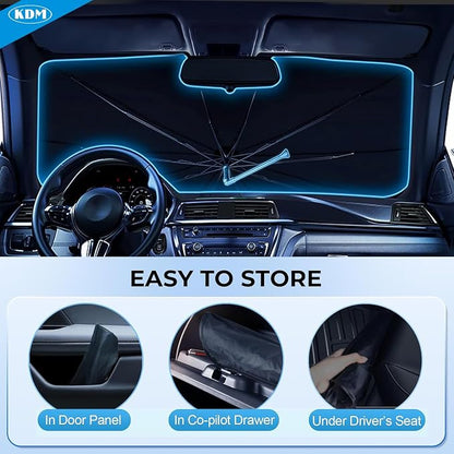 KDM Umbrella Style Windshield Sun Shade Fit for 2016-2025 to-yota Tacoma | Foldable Front Windows Sunshade Visor Protector Blocks UV Rays Heat,5 Layer - Image 8
