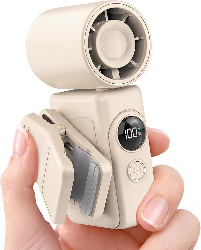 Hotsales Clip-On Portable Fan for Strollers, Handheld Turbo Fan for Travel | Small But Mighty Mini Fan, Detachable 360° Rotating Clip, LED Display, Rechargeable, Summer Outings, Gifts For Women And Men by Hotsales